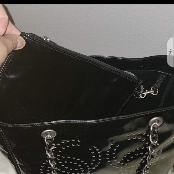 Designer CHANEL Patent Perforated Leather Triple CC Tote Bg with Pouch! - Picture 12 of 14